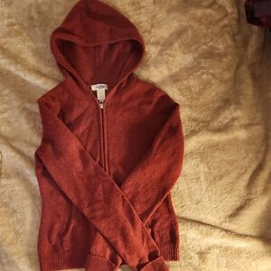 Old Navy 100% Lambs Wool Women's Burgundy Zip-Up Hoodie Sz Small